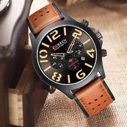 Men Watches Brand CURREN Unique Fashion Chronograph Quartz Wristwatch Leather Strap Display Date Waterproof Clock Relojes162z