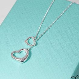 Pendant Necklaces T Jia Di Jia 925 Silver Necklace Boutique Jewelry Necklace Double Heart Shape Sterling Silver Necklace High Edition Necklace DESIGNERS