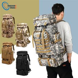 80L Waterproof Climbing Hiking Military Tactical Backpack Bag Camping Mountaineering Outdoor Sport Molle 3P Bag255E