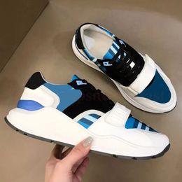 Designer Luxury Brand Leather Couple Sneakers Size 38-44 Vintage Stripe Thick Sole Casual Shoes Platform Trainers Outdoor Shoes Classic Men Shoes