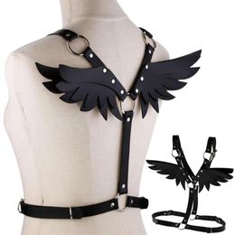 Leather Harness Goth Punk Body Chain Women Garters Strap Bondage Halterneck Beach Collar Gothic Waist Shoulder Necklace Chokers160V