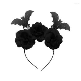 10pcs Party Halloween Bat Headbands Flower Hair Hoop Gothic Rose Festival Day Of The Dead Headpiece Cosplay