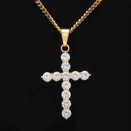 New Hip Hop silver plated necklace Jewellery women wedding fashion Cross CZ Cubic Zircon stone pendant necklace258j