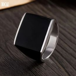 Wedding Rings BOCAI Retro Smooth Face Middle East Man Ring 100% Real s925 Silver Fashion Jewellery Accessories Birthday Gift 231214