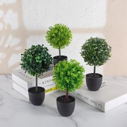 Decorative Flowers Artificial Plant Green Grass Ball Pot Creative Office Desktop Decoration Ornaments Shooting Props