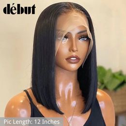 Synthetic Wigs 13*4 Glueless Bob Lace Wig Short Bob Wig Pre Plucked Bone Straight Human Hair Wigs For Women Double Drawn Virgin Human Hair Wig 231214