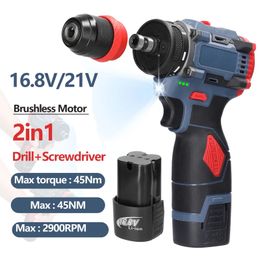 Screwdrivers 168V21V Brushless 2in1 Cordless Driver Drill Electric Screwdriver battery screwdrivers 21 Rotation Ways drills and screwdriver 231215