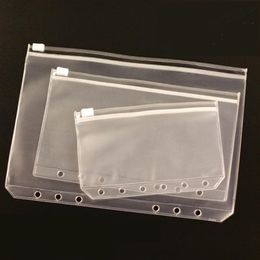 5pcs lot A5 A6 A7 Files Holder Standard Transparent PVC Loose Leaf Pouch with Self-Styled Zipper Filing Organiser Product Binder241D
