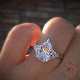 Romantic Wedding Engagement Ring Pear Shape Cubic Zirconia Prong Setting High Quality Silver 925 Jewelry Rings for Women J-082289p
