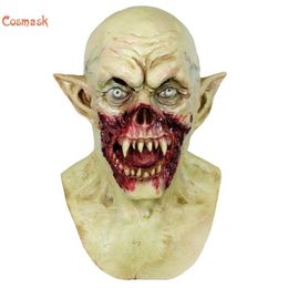 Cosmask Halloween Horror Full Face Mask Creepy Scary Zombie Latex Mask Costume Party Props Q0806255z