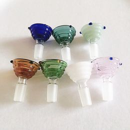 10pcs 14mm glass bowl Male Joint Handle smoking Accessories Beautiful Slide bowls piece For Bongs Water Pipes