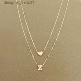 Pendant Necklaces Women's fashion Simple 26 letters pendant necklace Personality thin small heart initial necklace fashion gift jewelryL231215