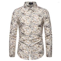 Men's Dress Shirts Printed Long Sleeved For Men Floral Shirt Camisa Masculina Lapel Vacation Style Blusas Ropa Camisas De Hombre Clothing