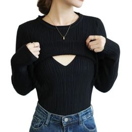 Maternity Sweaters Pregnant Woman Winter Clothes Thick Warm Solid Colour Long Sleeve Maternity Lactation Sweater Breastfeeding Knitwear Nursing Tops 231215