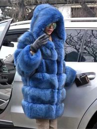 Women's Fur Furry Faux Coats Jackets Women Fluffy Overcoat Hooded Straight Long Winter Jacket Thick Warm Lady Fashion Streetwear