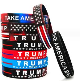 Trump 2024 Silicone Bracelet Party Favour Sports Wristband Donald Trump Vote Rubber Support Bracelets DIY Customise Logo