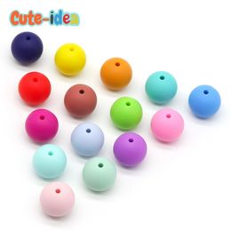 Teethers Toys Cute-idea 300pcs Silicone Beads 12mm Pearl Food Grade Silicone DIY Baby Teething Toy Chews Pacifier clips Nursing Necklace 231215