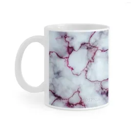 Mugs Bloody Marble White Mug Coffee Cups Gift 11 Oz Milk Tea Blood Red Granite Stone