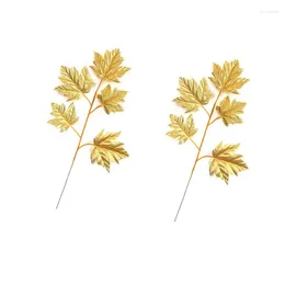 Decorative Flowers Artificial Plants Gold Leaves Christmas Home Room Wedding Wall Decorations Year's Decor Garland Panels DIY Supplies