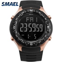 Mens Military Watches 50M Waterproof Relogio SMAEL Black Clocks Big Men Sport 1342 LED Digital Wrsit Watch Wristwatches188V