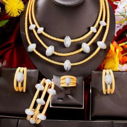 Necklace Earrings Set Missvikki Luxury 3 Layers Bangle Ring Sets For Women Bridal Wedding Engagement High Quality