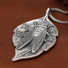 Chains Vintage National Style Pendant Leaf Shaped Cicada Flower Multiple Styles Clavicle Chain 925 Thai Silver Crafts Jewelry