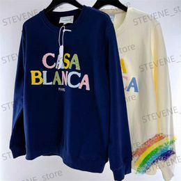 Men's Hoodies Sweatshirts Embroidery Casablanca Sweatshirts Men Women Colored flocked Hoodie Crewneck T231215