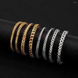 Link Bracelets SGMAN Stainless Steel Four-Sided Reversible Bracelet For Women And Men Gold Color Jewelry Gift Waterproof Bangles