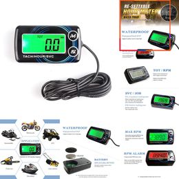 Car Electronics Digital Engine Tach Hour Meter Alert RPM Tachometer Gauge Backlit Resettable for 2/4 Stroke Engines Motorcycle Marine Glider ATV