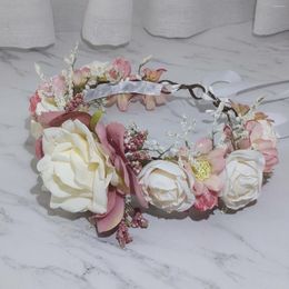 Big Rose Flower Girl's Crown Girls' Dress Hair Accessories Wedding Bridal Headband Ornament Kids Children Floral Garlands