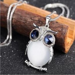 New Style Charmant Women Necklace Owl Pendant Rhinestone Sweater Chain Long Necklaces Jewelry Ornaments Exquisite Torque Trinket G300t