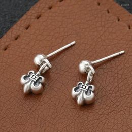 Stud Earrings S925 Sterling Silver Fashion Advanced Sense Boat Anchor Children's Military Flower For Men And Women