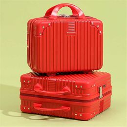 suitcases Mini portable makeup box, 14 suitcase, red 16 inch gift code, travel luggage factory 231215