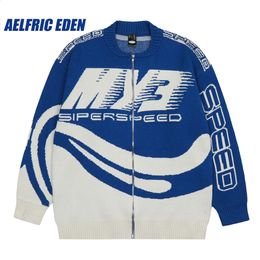 Men's Sweaters Aelfric Eden SPEED" Racing Cardigan Girl Y2K Retro Hip Hop Knitted Sweater Vintage Pullover Casual Wool Sweater Hipster Top 231214