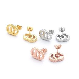 High Quality Stainless Steel Designer Stud Simple G Letter Gold Silver Rose Colours Style Earrings for Women Party Gifts Enga268c