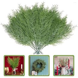 Decorative Flowers 40 Pcs Pine Leaves Christmas Tree Ornaments DIY Garland Cedar Twig Plastic Faux Branches