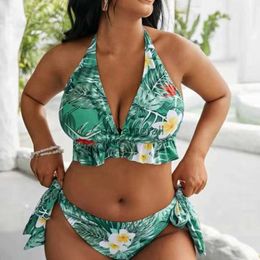 Women's Swimwear 6XL 8XL Bikini Set Large Cup Swimwear Women Retro Halter Neck Cross Swimming Suit Big Size Swimsuit Biquini YQ231215