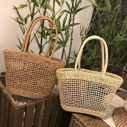 Handmade Women Straw Bag Woven Basket Beach Tote Summer Shoulder Holiday Shopping Bags293L