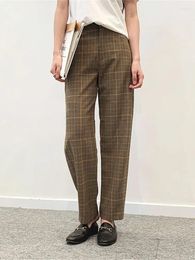 Women's Pants Early Autumn Women Classic Plaid Trousers Ladies High Waist Office Wear Tapered