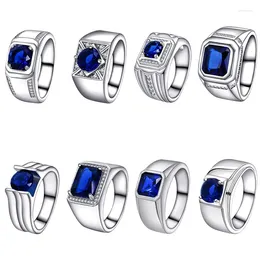 Cluster Rings 2023 Selling S925 Sterling Silver Fashion Versatile Advanced Design Blue Gemstone Women's Ring In Europe And America