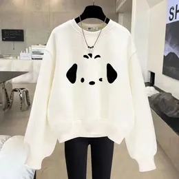 Women's Hoodies Autumn/Winter Fashion Trend Korean Edition Plush Printed Round Neck Loose And Versatile Westernised Casual Sweater