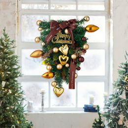 Christmas decoration ball upside down tree hanging piece Creative window scene decoration bow rattan door hanging Decorations For Home 2023