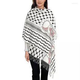 Scarves Palestinian Tatreez Shawls Wraps Women Winter Long Soft Scarf Palestine Kufiya Keffiyeh Pattern Reversible Shawl