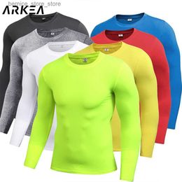 Men's Polos Sports Compression Shirt Man Basketball Fitness Quick Dry Gym T-shirts Men Long Sleeve Running Elastic Training Tights Workout Q231215