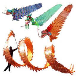 Chinese Party Celebration Dragon Ribbon Dance Props Colourful Square Fitness Products Funny Toys For Children Adults Festival Gift240l