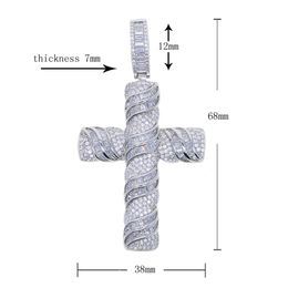 New styles silver cross pendant necklace with cz paved hip hop necklaces jewery with rope chain tennis chains for women men punk s235n