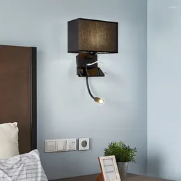 Wall Lamp Modern Fabric Light With Switches USB Port Bedside Twisted Led Reading El Shelf Sconce Indoor Lighting