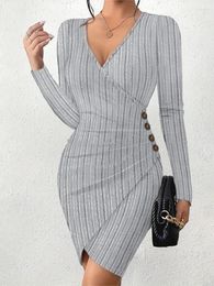 Casual Dresses Sexy Bodycon Mini For Women 2023 Long Sleeve Fashion Autumn Winter Solid Sheath Short Sweater Dress Elegant