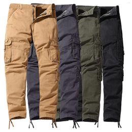 Men's Pants Men Sport Casual Trouser Pant Multi Pockets Straight Solid Color Outdoor Overall Fashion Loose Memory H