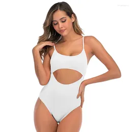 Women's Swimwear Ygolonger 2023 Bikini Bare Belly Hollow Out Skinny Swimsuit Solid Color One-piece Backless Female Beachwear